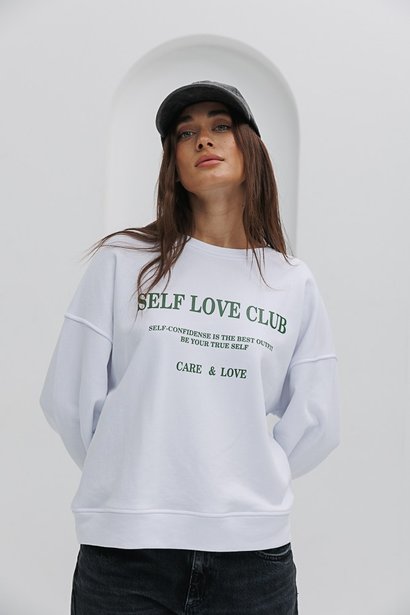Світшот з принтом SELF LOVE CLUB, Білий, S-M