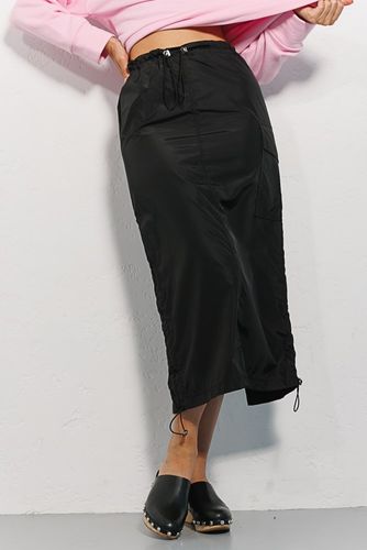 Спідниця з плащової тканини в спортивному стилі, Чорний, S