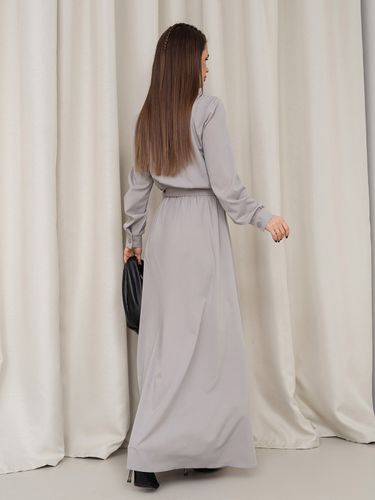 Сукня-сорочка з довгими рукавами, Сірий, S