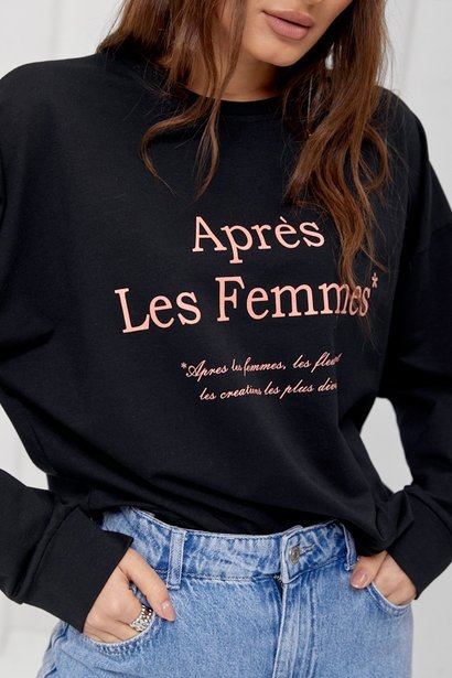 Світшот з написом Après Les Femmes, Чорний, S-M