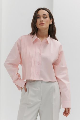 Укорочена сорочка зі складками справа, Рожевий, One Size