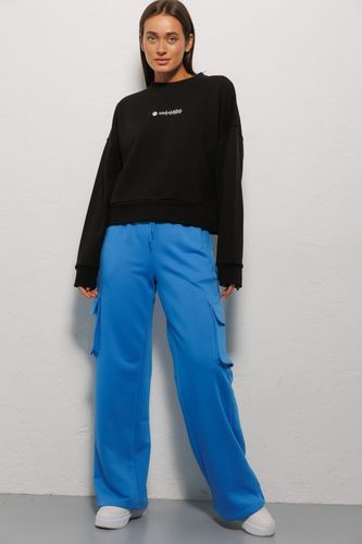 Спортивні штани з об`ємними накладними кишенями, Синій, S