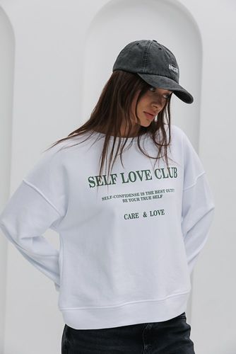 Світшот з принтом SELF LOVE CLUB, Білий, L-XL