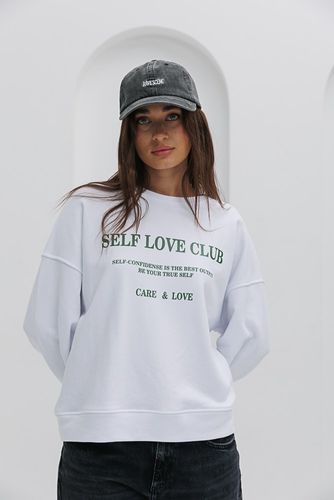 Світшот з принтом SELF LOVE CLUB, Білий, L-XL