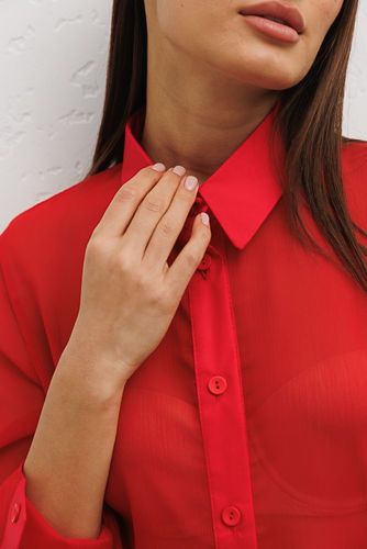 Ніжна сорочка зі шифону, Червоний, S-M