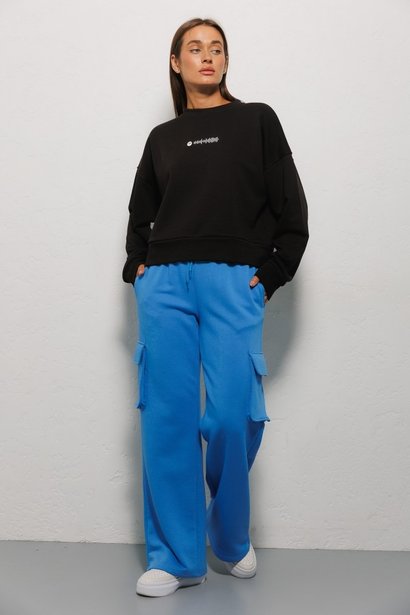 Спортивні штани з об`ємними накладними кишенями, Синій, S