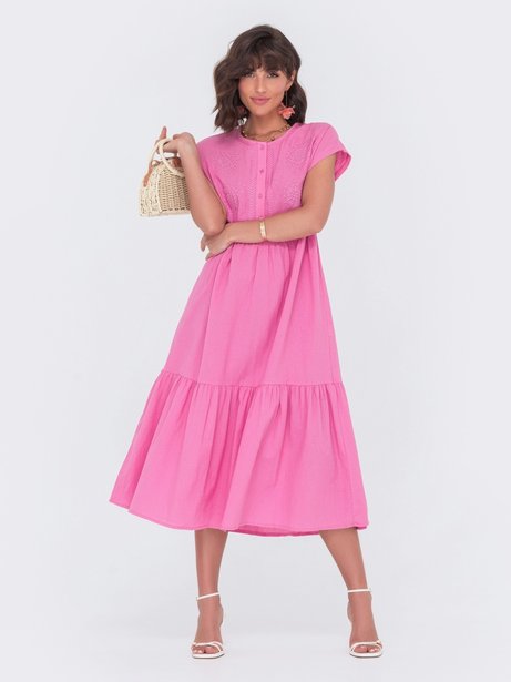 Сукня А-силуету з круглим вирізом горловини, Рожевий, S-M