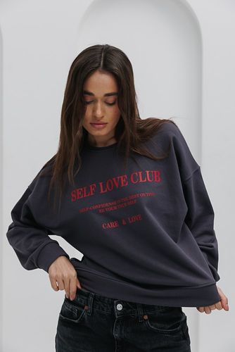 Світшот з принтом SELF LOVE CLUB, Сірий, L-XL