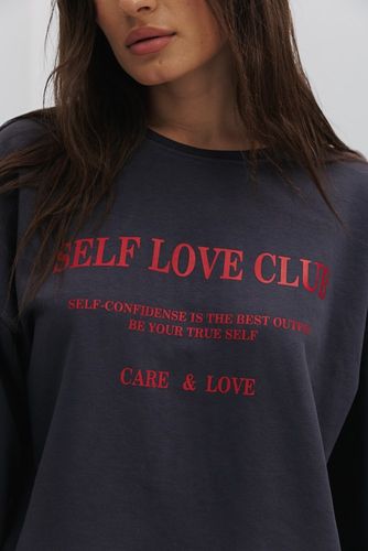 Світшот з принтом SELF LOVE CLUB, Сірий, L-XL