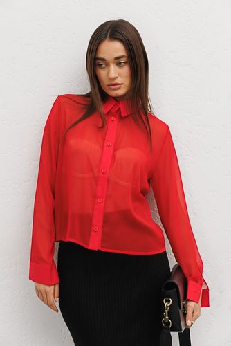 Ніжна сорочка зі шифону, Червоний, L-XL