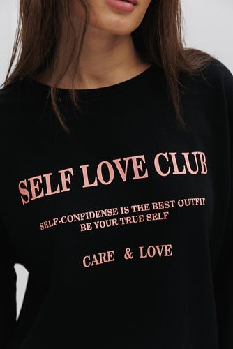Світшот з принтом SELF LOVE CLUB, Чорний, L-XL