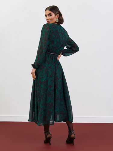 Елегантна шифонова сукня з фіксованим запахом, Зелений, L