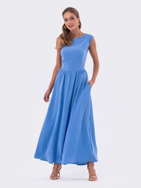 Елегантна сукня з розкльошеною спідницею, Блакитний, S