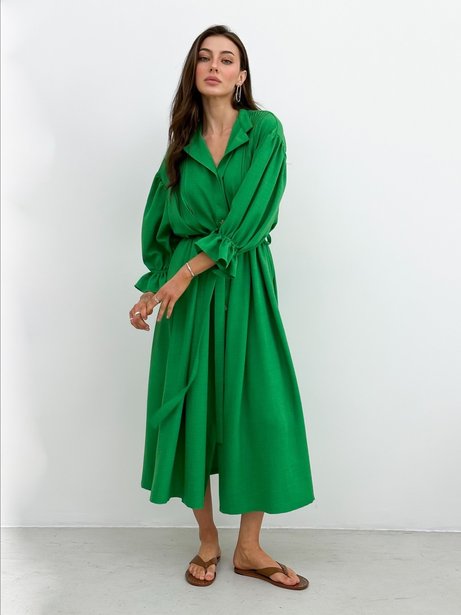 Сукня-сорочка з розкльошеною спідницею, Зелений, S-L