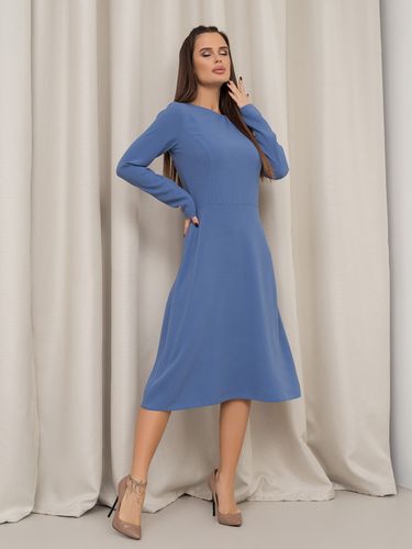 Сукня кольору з фактурного крепу, Блакитний, S