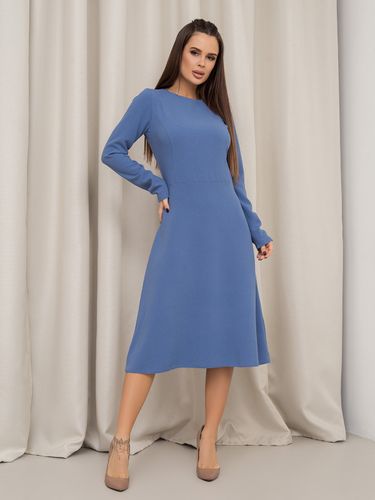 Сукня кольору з фактурного крепу, Блакитний, S