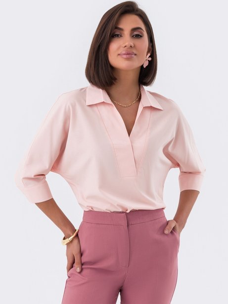 Елегантна блузка з рукавами летюча миша, Рожевий, S