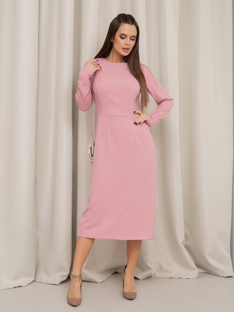 Класична сукня-олівець на блискавці з розрізом, Рожевий, S