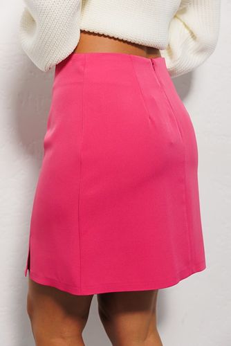 Модна міні-спідниця з коротким розрізом, Рожевий, М