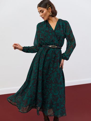 Елегантна шифонова сукня з фіксованим запахом, Зелений, 2XL