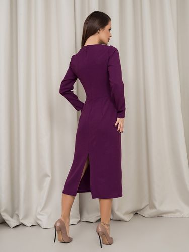 Класична сукня-олівець на блискавці з розрізом, Фіолетовий, S