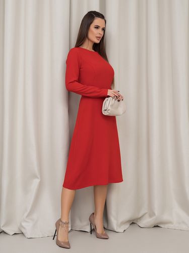 Сукня кольору з фактурного крепу, Червоний, S