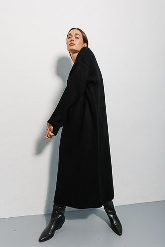 Розкішна в'язана сукня оверсайз з діагональними візерунками, Чорний, One Size