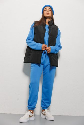 Спортивний костюм з укороченим світшотом, Синій, S-M