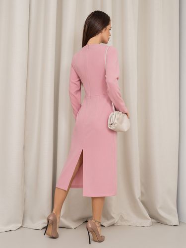 Класична сукня-олівець на блискавці з розрізом, Рожевий, L