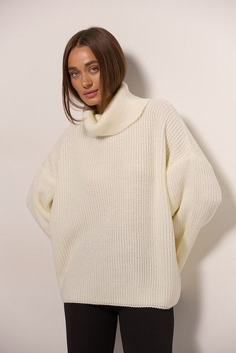 В'язаний oversize светр в рубчик, Молочний, One Size