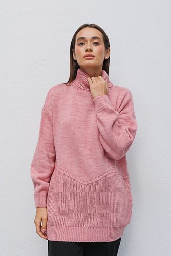 В'язаний светр у стилі oversize з фігурним швом, Персиковий, One Size