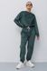 Велюровий костюм з джогерів та укороченим світшотом, Смарагдовий, L-XL