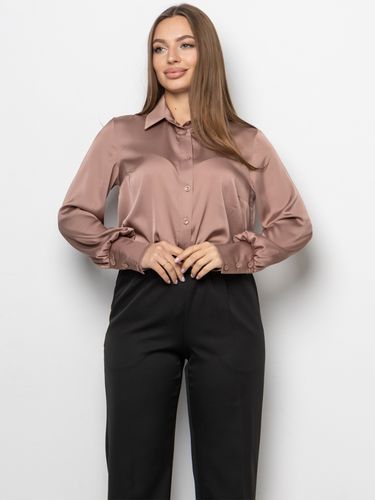 Елегантна блуза вільного крою з шовку "Армані", Коричневий, S