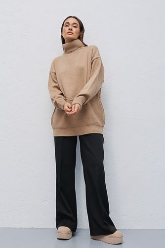 В'язаний светр у стилі oversize з фігурним швом, Бежевий, One Size