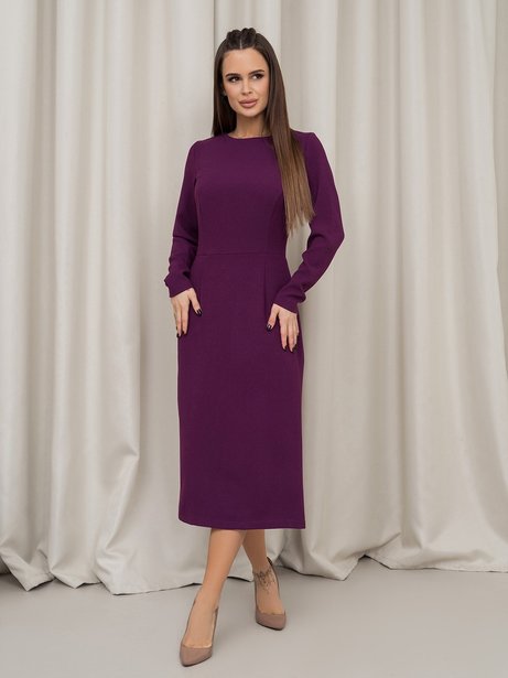 Класична сукня-олівець на блискавці з розрізом, Фіолетовий, L