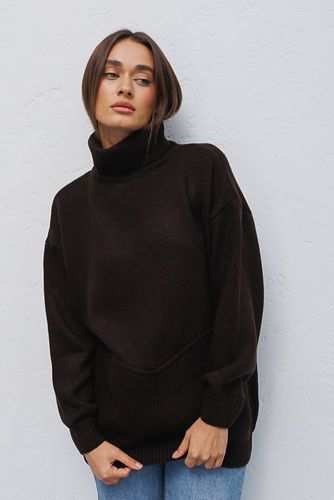В'язаний светр у стилі oversize з фігурним швом, Коричневий, One Size