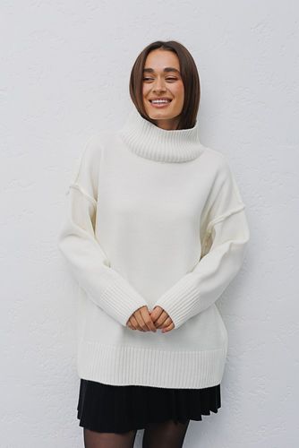 Універсальний в'язаний светр оверсайз з зовнішніми швами, Молочний, One Size