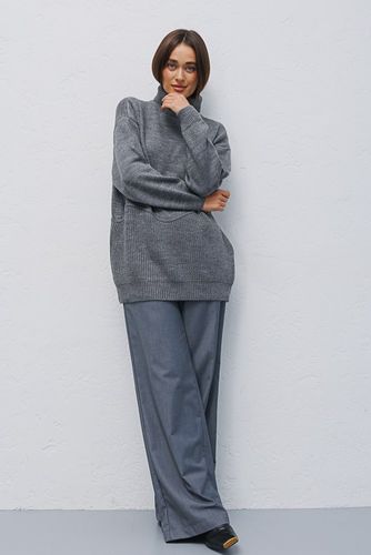В'язаний светр у стилі oversize з фігурним швом, Сірий, One Size
