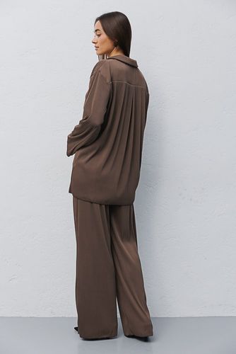 Плісирований костюм зі штанами і сорочкою, Коричневий, L-XL