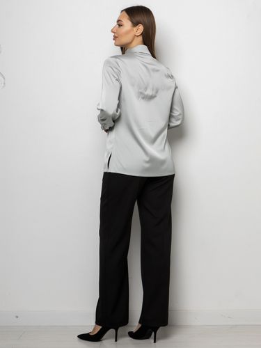 Елегантна блуза вільного крою з шовку "Армані", Сірий, XL