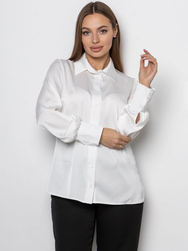Елегантна блуза вільного крою з шовку "Армані", Білий, XL