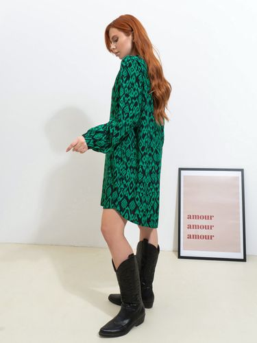 Вільна сукня-сорочка з бавовни, Зелений, S
