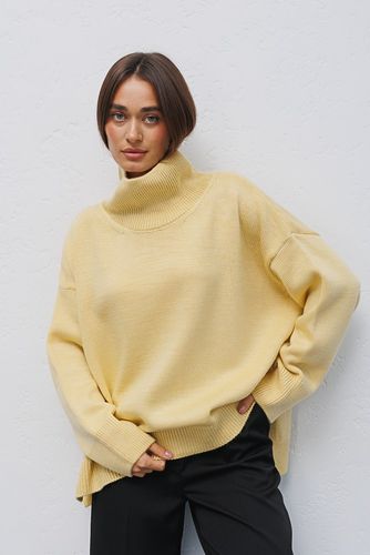 В'язаний светр oversize з розрізами по боках, Жовтий, One Size