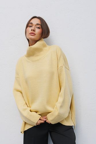 В'язаний светр oversize з розрізами по боках, Жовтий, One Size