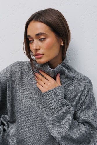В'язаний светр oversize з розрізами по боках, Сірий, One Size