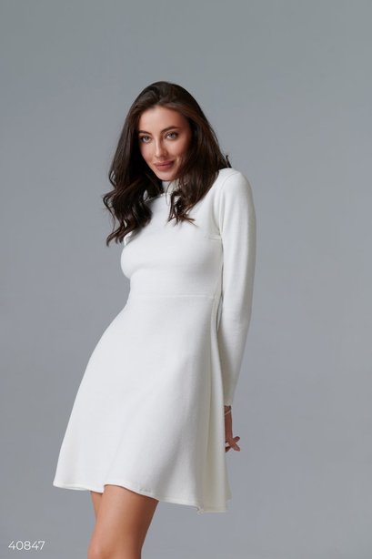 Сукня міні з коміром стійкою, Молочний, XS