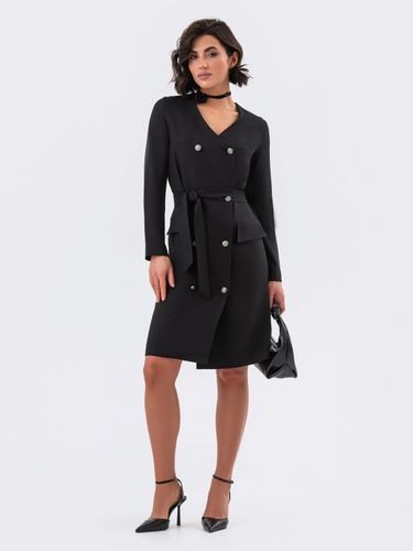 Класична сукня-піджак з кишенями-обманками, Чорний, XL